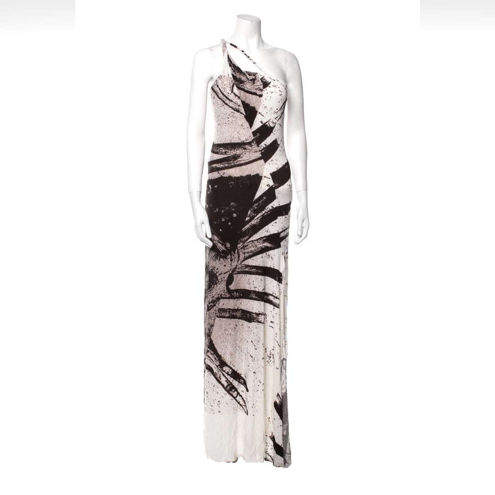 Kimberly Ovitz Tie-Dye Abstract Print One Shoulder Maxi Dress Gown xs NWT